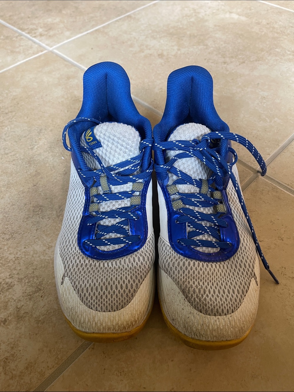 Under Armour Kids White and Royal Blue Sneakers